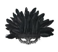 EURDFHY Feather Mask Feather Mask Large Half Face Cover Cosplay Props For Costume Party Mardi Gras Carnival Masquerade Halloween Decoration for women(Black)