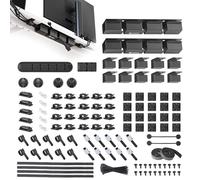 EUREKA ERGONOMIC Metal 316 PCS Cable Management Organizer Kit Cable Raceways, 6 Cable Holder, 4 Cord Sleeve, 60 Wire Clips, 2 Roll Self Adhesive Wire Ties, 100 Zip Ties Under PC Desk, Black