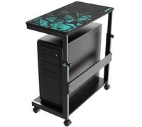 EUREKA ERGONOMIC PC Stand, Adjustable Computer Tower Stand & CPU Holder Cart on Lockable Wheels, PC Trolley for Gaming Desk Accessories, Printer, Suit for ATX Case, Black