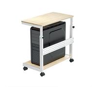 EUREKA ERGONOMIC PC Stand Adjustable Computer Tower with Large Mouse Mat, PC Tower Stand for Pinter, pc Trolley on Lockable Castor Wheels Sturdy, for Gaming Desk Computer Accessories, Maple