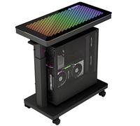EUREKA ERGONOMIC PC Stand Adjustable Computer Tower with Music Sensing LED Lights, PC Trolley on Lockable Castor Wheels Sturdy, for Gaming Desk Computer Accessories, Black