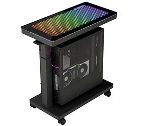 EUREKA ERGONOMIC PC Stand Adjustable Computer Tower with Music Sensing LED Lights, PC Trolley on Lockable Castor Wheels Sturdy, for Gaming Desk Computer Accessories, Black