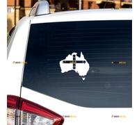 Eureka Flag Cross Stockade and Australia Map Sticker Decal Vinyl - White 15.2cm - for Car Boat Laptop Cup No Background Die-Cut