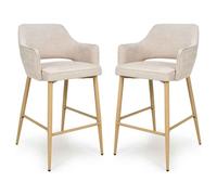 eureka natural fabric bar chairs with oak legs in pair