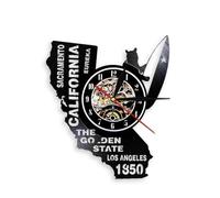 Eureka The Golden State California State Home Wall Clock Sacramento Los Angeles Vinyl Record Wall Clock USA Travel Souvenir Gift Without LED