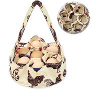 EureKaEr Egg Collection Basket, Durable Canvas, Egg Baskets for Fresh Eggs, Mini Egg Collection Basket with 7 Bags, Egg Collection Bags for Chicken Coop, Chicken, Duck, Goose Eggs, Housewife Gift, 20