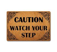 Eureya Caution Watch Your Step Funny Entrance Floor Mat Indoor Decorative Doormat Floor Mat Non-Woven Fabric Top 23.6x15.7inch