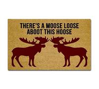 Eureya Door Mat There's a Moose Loose Aboot This Hoose Doormat Inside/Outside Kitchen Rugs Welcome Rubber Mat Home Decor 45x75cm