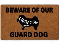 Eureya Funny Door Mat Entrance Floor Mat Beware of Our Guard Dog Chow Chow Non-Slip Doormat Welcome Mat 30"x18" Machine Washable Non-Woven Fabric