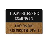 Eureya I Am Blessed Coming in I Am Blessed Going Out Inside/Outside Door Mats Funny Doormats Anti-Slip Door Mat Rubber Mat 23.6X15.7inch