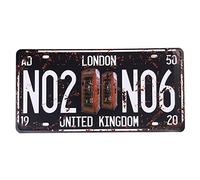 Eureya LONDON NO2 NO6 Auto License Plate Car Tag Home/Cafe Bar/Pub/Restaurant/Exhibition Wall Decor Vintage Plaque 6"x12"