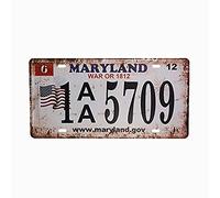 Eureya MARYLAND 1 AA 5709 License Plate Car Tag Home/Cafe Bar/Pub/Restaurant/Exhibition Wall Decor Vintage Plaque 6"x12"