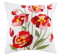 EURhine Flower Embroidery Throw Pillow Covers Spring Pillowcase for Cushion Sofa Home Décor Soft Cozy Floral Pillow Case with Hidden Zipper (Roses, 45x45cm)