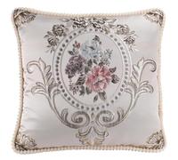 EURhine Jacquard Vintage Throw Pillows Covers Floral Embroidered Cushion Cover for Sofa Home Decor Europe Retro Classic Pillowcase (Beige, 48x48cm (Pillow Cover Only))