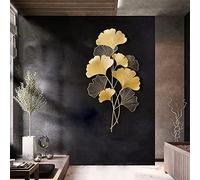EurHomePlus 3D Wall Decoration Ginkgo Leaves, Wall Decoration Leaves Wall Sculptures, Living Room Decoration Background Wall, Gold, 110 x 55 cm