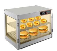 EurHomePlus Commercial food insulation device, equipped with 2 stainless steel frame insulation display boxes, adjustable thermostat 800W for cafeteria bakeries