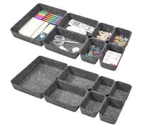 Eurhomewit 14 Pcs Desk Drawer Organiser Trays, Felt Drawer Organizers Makeup Storage Boxes, Drawer Tidy Organiser for Home Office Stationery Dresser - Dark Grey