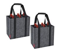 Eurhomewit 2 Pack Wine Bottle Carrier 6 Compartments, Bottle Bag Felt Wine Tote Bag Holder with Protable Handles, Reusable Wine Bottle Bag for Transporting Red Wine, Champagne, Beer and Water Bottles