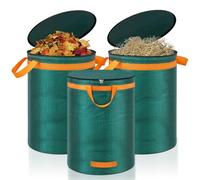 Eurhomewit 3 Garden Waste Bags, 272 L, Leaf Bag, Garden Bag with Lid and Handles, Large Sturdy Garden Bags, Leaf Collector, Self-Standing Waste Bag, Stable Green Cut Bags for Grass, Leaves, Hedges,