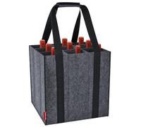 Eurhomewit Bottle Bag 9 Compartments, Wine Bottle Carrier Felt Wine Tote Bag Holder with Handles, Reusable Wine Bottle Bag for Transporting Red Wine, Champagne, Beer and Water Bottles - Dark Grey