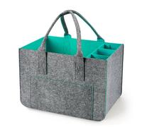 Eurhomewit Felt Shopping Bag with Compartments, Felt Bag, Large, 30 L, Foldable and Robust Felt Shopping Baskets, Bottle Bag, Firewood Bag, Toy Bag, Turquoise/1 Piece, 40x27x27cm(ca.30L)