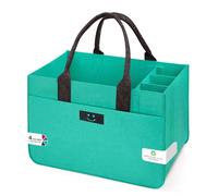 Eurhomewit Felt Shopping Baskets, Felt Bag, Shopping Bag with Compartments, Felt Bag, Large 30 L, Foldable Bottle Bag, Firewood Bag, Clothes Basket, Toy Bag (Smiley Turquoise + Dark Grey/1 Piece)