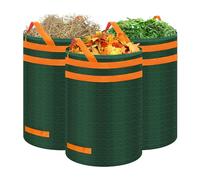 Eurhomewit Garden Waste Bags 272L, 3Pcs Heavy Duty with Handles, Large Green Reusable Sacks for Garden Waste, Grass and Leaves
