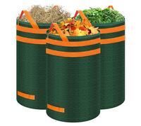 Eurhomewit Garden Waste Bags 3Pcs 120L, Large Refuse Bags Heavy Duty with Handles, Green Waste Sacks Reusable for Waste, Grass and Leaves