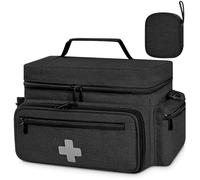 Eurhomewit Medical First Aid Bag - Empty Portable Emergency Bag with Adjustable Shoulder Strap, Nurse Doctor Bag for Home Visits, Healthcare, Travel & Medicine Storage (Black)