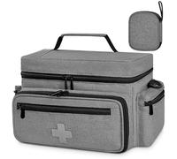 Eurhomewit Medical First Aid Bag - Empty Portable Emergency Bag with Adjustable Shoulder Strap, Nurse Doctor Bag for Home Visits, Healthcare, Travel & Medicine Storage (Grey)