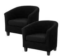 EURHOWING 2 Pieces Tub Chair Covers, Upgraded 2-in-1 Design Stretch Velvet Armchair Sofa Slipcover with Cushion Cover, Non-Slip Sofa and Couch Covers for Club Bucket Chairs