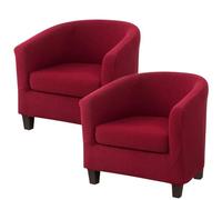 EURHOWING 2 Pieces Tub Chair Covers, Upgraded 2-in-1 Design Stretch Velvet Armchair Sofa Slipcover with Cushion Cover, Non-Slip Sofa and Couch Covers for Club Bucket Chairs