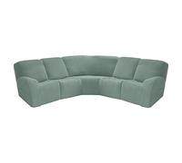 EURHOWING 7-Piece L Shape Sectional Recliner Sofa Covers 4 Seater & 1 Corner Seat,Stretch Jacquard Reclining Couch Cover Slipcover for Reclining L Shape 5 Seat Recliner Corner Sofa(Green,Jacquard)