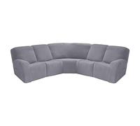 EURHOWING 7-Piece L Shape Sectional Recliner Sofa Covers 4 Seater & 1 Corner Seat,Stretch Jacquard Reclining Couch Cover Slipcover for Reclining L Shape 5 Seat Recliner Corner Sofa(Grey,Jacquard)