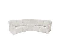 EURHOWING 7-Piece L Shape Sectional Recliner Sofa Covers 4 Seater & 1 Corner Seat,Velvet Stretch Reclining Couch Cover Slipcover for Reclining L Shape 5 Seat Recliner Corner Sofa(Ivory,Velvet)