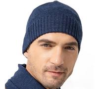 EURKEA 100% Merino Wool Beanie Hat Skullies Watch Cap for Men, Midnight Navy Melange, S