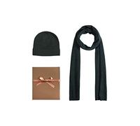 EURKEA Men's 100% Merino Wool Scarf, Beanie Hat Gift Box Set, Dark Green