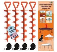 Eurmax 10PC Pack 12 inch Multiuse Heavy Duty Steel Tent Stakes Tarp Pegs Camping Stakes for Outdoor Camping Canopy and tarp with 4 Ropes 10FT Length(Orange)