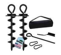 Eurmax USA 2-Pack Heavy Duty Dog Tie Out Stake, No-Tangle In Ground Anchor Runner for Large Dogs up to 210 Lbs - Perfect for Yard, Beach and Camping (Medium,Black)