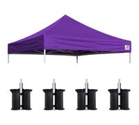 Eurmax USA Pop Up Canopy Replacement Canopy Tent Top Cover, Instant Canopy Top Cover ONLY,Bonus 4PC Pack Canopy Weight Bag(8x8,Purple)