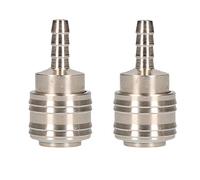 Euro Air Hose Connector Fitting Female Quick Release with Hose Tail Barb 2pk