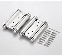 Euro Art UK Heavy Duty Double Action Stainless Steel Spring Hinges 3”, 4", 5", 6", 7", 8" (75mm, 100mm, 125mm, 150mm, 175mm, 200mm) (2mm Thickness) (Satin Stainless Steel, 8''(200mm))