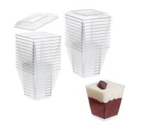 EURO CLASSIC Plastic Mini Dessert Cups/Bowls with Lids - Reusable 24 Pack, 2oz or 4oz, Small Fruit Cups/Appetizer Serving Bowls for Pudding/Trifles (60ml)