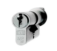 Euro Cylinder and Turn Thumb Turn Lock Barrel with Key Access and Internal Control for UK Standard Euro Profile Doors (Satin Chrome, 64mm)