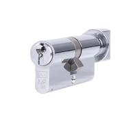 Euro Cylinder and Turn Thumb Turn Lock Barrel with Key Access and Internal Control for UK Standard Euro Profile Doors (Polished Chrome, 64mm)