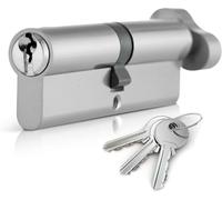 Euro Cylinder Door Lock, Chrome Thumb Turn Lock, Barrel with 3 Keys, Anti-Bump Security for UPVC Doors (35T/35(70mm))