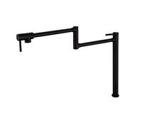 Euro Deck Mounted Lever Handle Pot Filler Faucet with 24" Double Jointed Swinging Spout in Alba Black Brushed St(Matt Black)