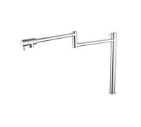 Euro Deck Mounted Lever Handle Pot Filler Faucet with 24" Double Jointed Swinging Spout in Alba Black Brushed St(Stainless Steel)