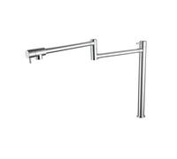 Euro Deck Mounted Lever Handle Pot Filler Faucet with 24" Double Jointed Swinging Spout in Alba Black Brushed St(Silver Chrome)