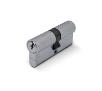 Euro Double Cylinder Lock Brass Core Nickel Finish Door Security Barrel with Keys for uPVC Wooden and Composite Door Home Use Secure Entry Kit (Satin, 35/35)